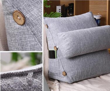 Подушка для читання для дорослих, ліжко, трикутна, подушка для захисту спинки автомобіля та попереку, диван, велика спинка, підтримка спини для офісу, тривимірна клиноподібна подушка, 60x50x20 см, сіра