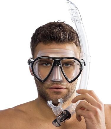 Маска для підводного плавання CRESSI Ocean Gamma для дорослих з окремими лінзами, силіконовим ущільненням, малим внутрішнім об&39ємом та комфортом, трубка для фрідайвінгу, підводного плавання, дайвінгу, набір для підводного плавання, чорний/чорний