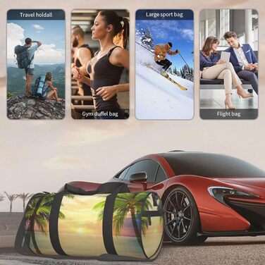 Спортивна сумка, дорожня сумка, пляжна сумка, принт Захід сонця, сумка на нічліг, чорна, універсальний розмір, сумка для подорожей