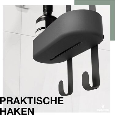 Полиця для душу - 2-ярусна, з регульованими кошиками - мінімалістичний підвісний органайзер - без свердління та присосок - з гумовими накладками - 12.5x70x24 см - чорний