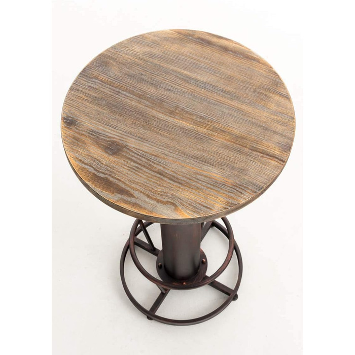 Барний стіл CLP Ruhr Standing Table I з регульованою висотою та підставкою для ніг I Металевий каркас та стільниця з соснової деревини, колір бронза