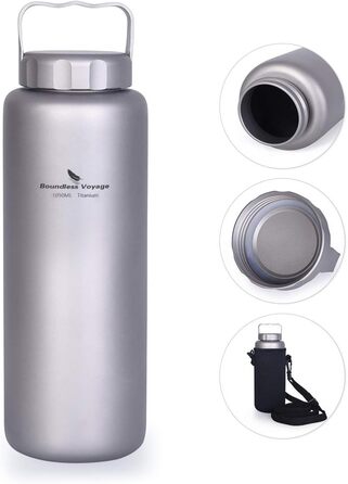 Мл титанова пляшка для кемпінгу, відкритого типу, посуд із широким горлом, легка портативна пляшка для води, велика пішохідна пляшка для пікніка, одношарова питна пляшка з ручкою Ti3006D 1050 мл з ручкою Ti3006d, 1050