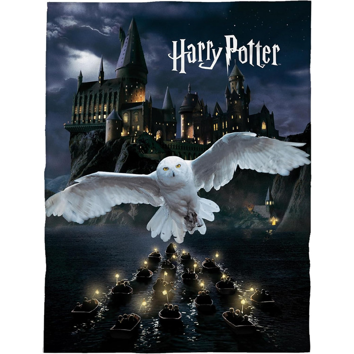 Затишна флісова ковдра з Гаррі Поттером, 150 x 200 см Велика ковдра, покривало, м&39яка ковдра з Гоґвортсом та совою (чорна)