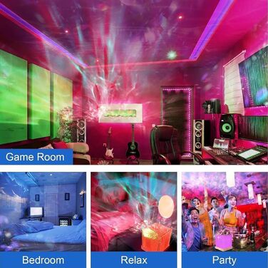 Світлодіодний проектор зоряного неба, лампа Aurora - 16 кольорів, 30 режимів освітлення, лампа північного сяйва, підходить для прикраси дитячої кімнати/вечірок/святкових подарунків