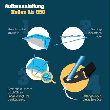 Легкий пляжний намет для активного відпочинку Helios Air 850 - пляжний намет із захистом від сонця UV 80, невеликий розмір для подорожей, сонцезахисний намет з алюмінієвими стійками (зелений)