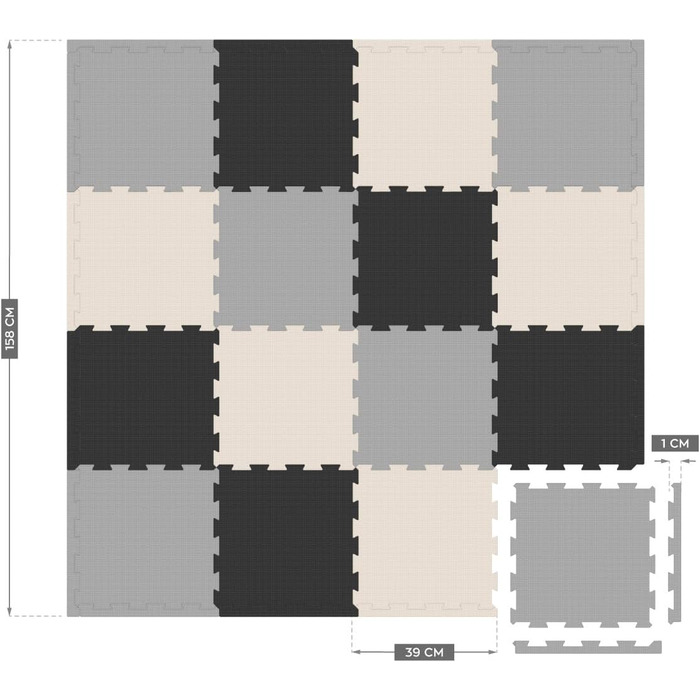 Тварин Головоломка Килимок-головоломка Дитячий килимок Килимок Килимок з пінопласту Килимок для захисту підлоги з хвилястим краєм Нетоксичний Водонепроникний Не ковзає Чорний світло-сірий білий (темно-сірий/світло-сірий/бежевий, 158x158 см), 40 9