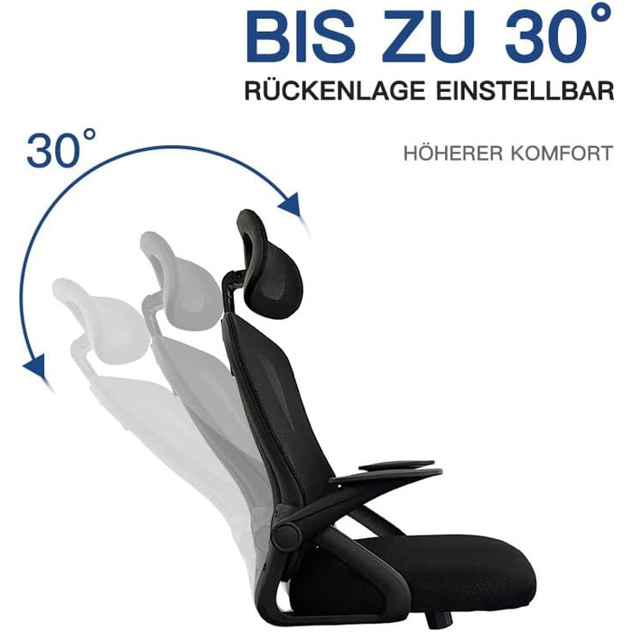 Ергономічне офісне крісло, стілець для роботи з регульованими підлокітниками, 3D-підголівником та 3D-поперековою опорою, офісне крісло з функцією гойдання та нахилу (біле та чорне) Оновлення підголівника в білому та чорному варіантах