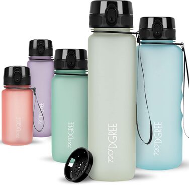 Пляшка для води 720DGREE 1л Sport 'uberBottle softTouch Sieb - Без BPA - Пляшка для води для універі, роботи, фітнесу, велосипеда, активного відпочинку, роботи - спортивна пляшка з тритану - легка, ударостійка, багаторазова (1000 мл, шампанське - кремово-