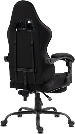 Ігрове офісне крісло Delman з тканини з USB-масажем (2 точки), ергономічне геймерське крісло з підставкою для ніг, регульована спинка до 135, металева основа Серія 02-0040 Чорний