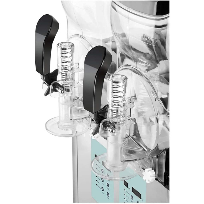Машина для виробництва м'якого морозива Royal Catering Slush Ice Maker RCSL 2/6ICE (2 x 6 л, 450 Вт, 20-10 C, сучасний дисплей керування, без BPA, 6 функцій, LED-дисплей керування)