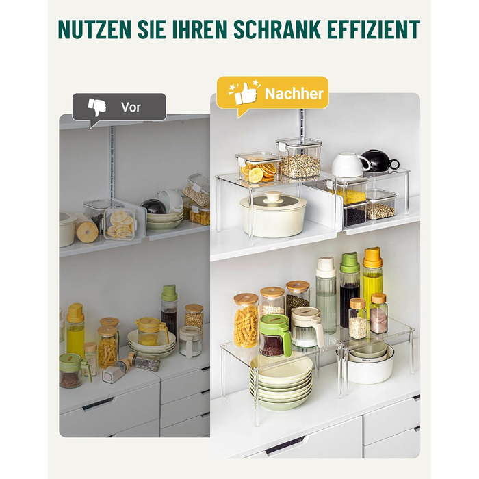 Прозорий кухонний органайзер, навісна стійка для спецій, набір з 4 предметів, органайзер для кухонної шафи, невелика кутова полиця для кухні, штабелюваний органайзер для спецій, стійка для чашок, міні-полиця, сучасний декор для кухонної стільниці