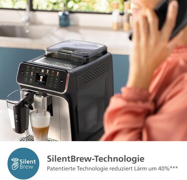 Повністю автоматична кавоварка Philips серії 5500 з функцією Latte Go, технологією SilentBrew, швидким запуском. Ароматна кава зі