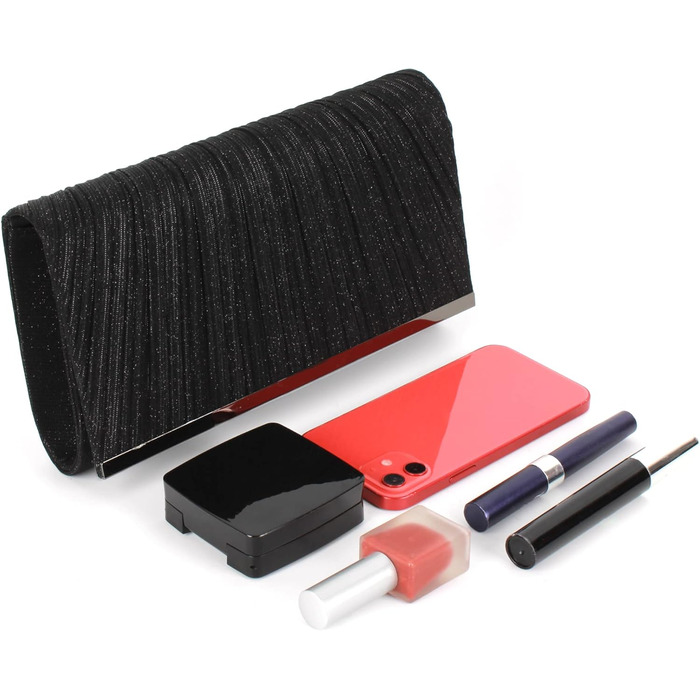 Чорний клатч з блискітками та знімним ланцюжком для вечірки, весілля, балу або урочистого заходу 06152