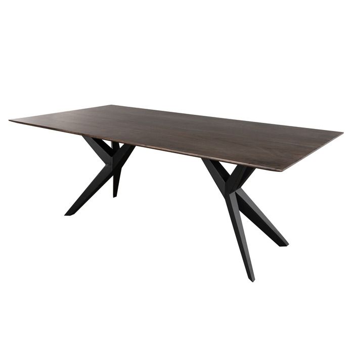 Обідній стіл з масиву дерева Swiss Edge 08 виготовлений з акації - сірий, лакований ніжки матово-чорного кольору 140x90 см обідній стіл з масиву дерева, 24.DE
