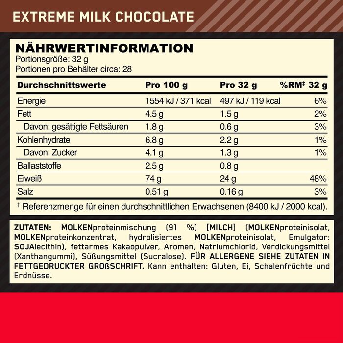 Протеїновий порошок Optimum Nutrition Gold Standard 100, смак надзвичайно молочного шоколаду, 896 г, 28 порцій
