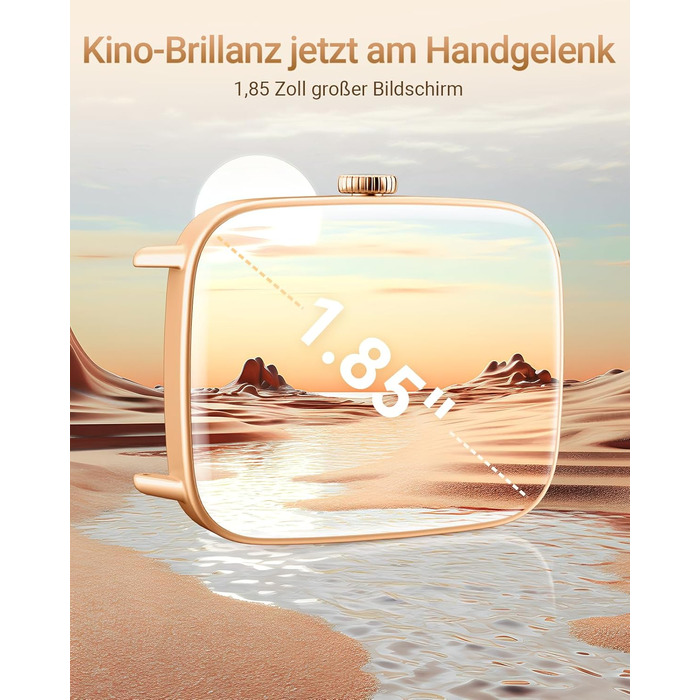 Розумний годинник для чоловіків та жінок з функцією телефону, фітнес-годинник 1,85 дюйма, понад 100 спортивних режимів, фітнес-трекер з моніторингом серцевого ритму/SpO2/сну, крокомір, водонепроникний спортивний годинник IP68 для iOS та Android, рожевий