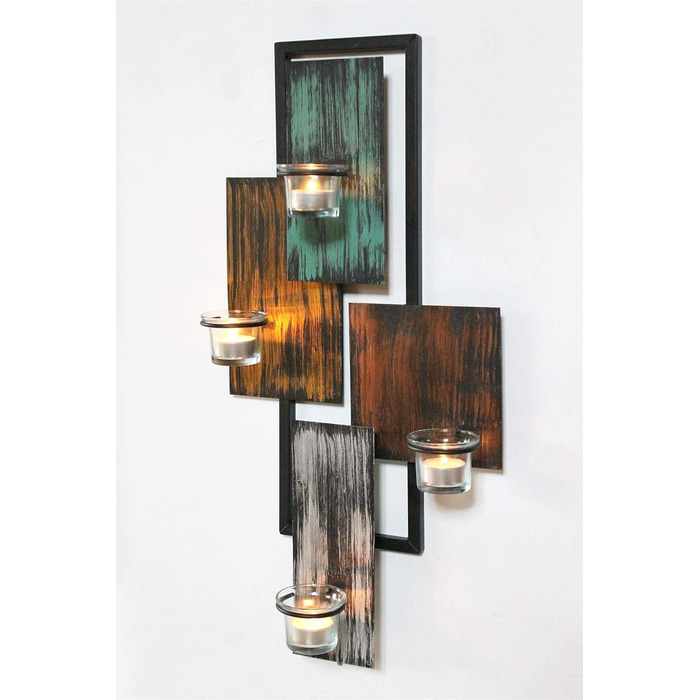 Настінний підсвічник абстрактний метал настінний чорний 61 см підсвічник підсвічник настінний свічник настінне бра