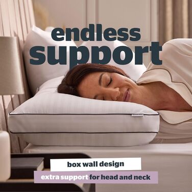Підтримуюча подушка Silentnight Luxury Hotel Collection Box подушка готельної якості для сну на спині та боці з коробчастою коробчастою конструкцією для додаткової підтримки голови, шиї та плечей