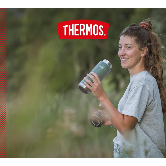 ТЕРМОС ICON ПЛЯШКА ДЛЯ НАПОЮ 0,71 л, зелений/лісовий килимок, термос з нержавіючої сталі 710 мл, ізольована пляшка для пиття, зберігає напої гарячими 18 годин / холодними 24 години, можна мити в посудомийній машині, герметична, без BPA 710 мл Зелений/лісо