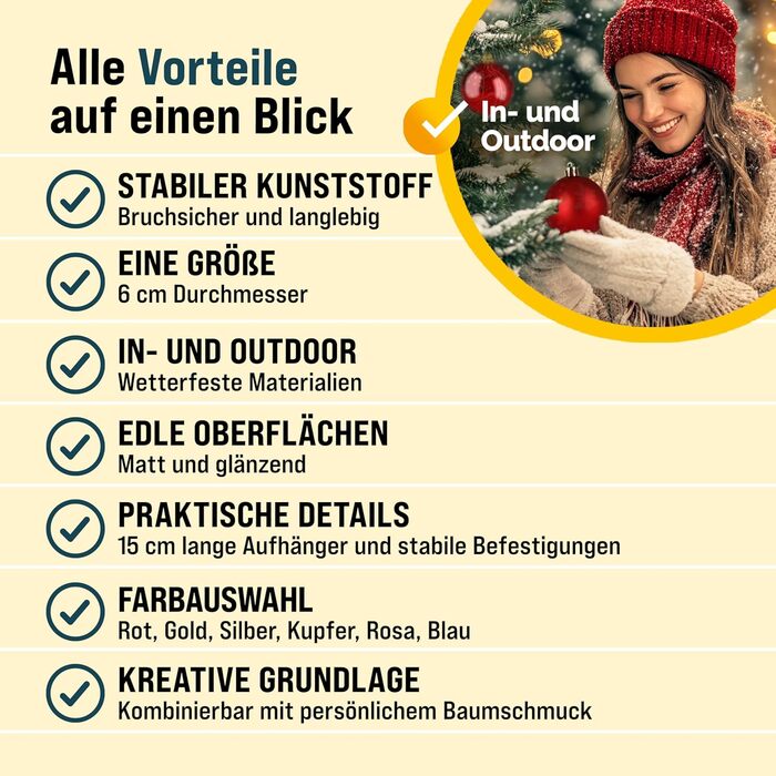 Різдвяні кульки набір з 54 шт червоні Deuba