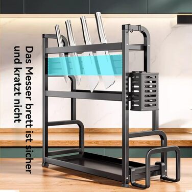 Постійна полиця для спецій з 3 ярусами, підставка для спецій з нержавіючої сталі, органайзер для спецій великої місткості, чорна кухонна полиця, для зберігання на кухонній стільниці, 3 яруси, стояча, чорний колір