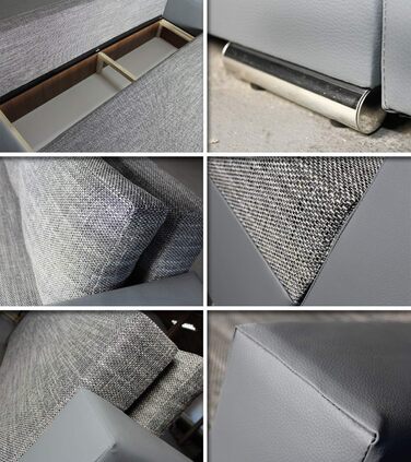 Диван-ліжко Bird - диван зі сном та відділенням для зберігання речей, розкладний диван, розкладний диван з хромованими ніжками, кушетка, комплект диванів, комплект диванів (Білий Сірий (Dolaro 511 Berlin 01))