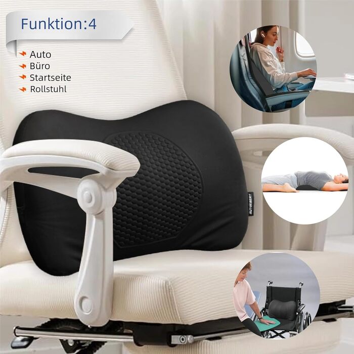 Поперекова опорна подушка з піною з ефектом пам&39яті, ергономічна спинка для автомобілів, офісних стільців, автокрісел та інвалідних візків, регульована, зручна, дихаюча гелева поперекова подушка для подорожей, сну та роботи