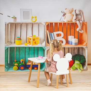 Дерев&39яний дитячий стіл, стіл для дитячої кімнати, білий, 52 x 70 см, самостійне складання, висока якість, натуральні дитячі сидіння, стіл для малюків - маленький столик 52 x 70 см з вирізом