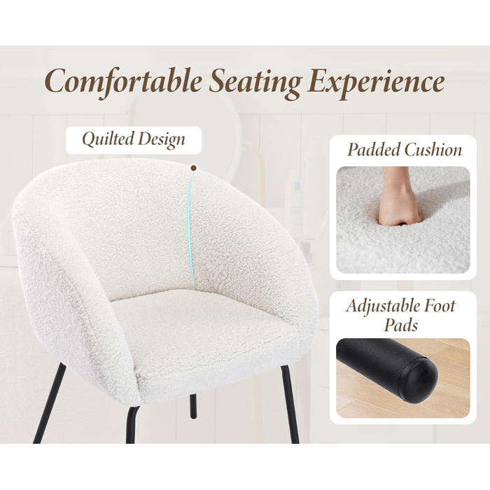 Крісло Chairus з м&39яким штучним хутром для спальні, вітальні, крісло для ванної кімнати, крісло для відпочинку з металевими ніжками (біле)