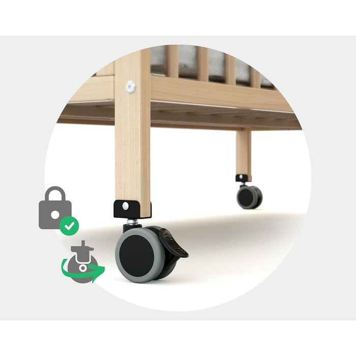 Складане дитяче ліжко 60x120 см Біле Складане дерев&39яне дитяче ліжко на колесах Біле 60 x 120-124,5 x 64,5 x 87,5 см, 4 - PRO ESSENTIEL