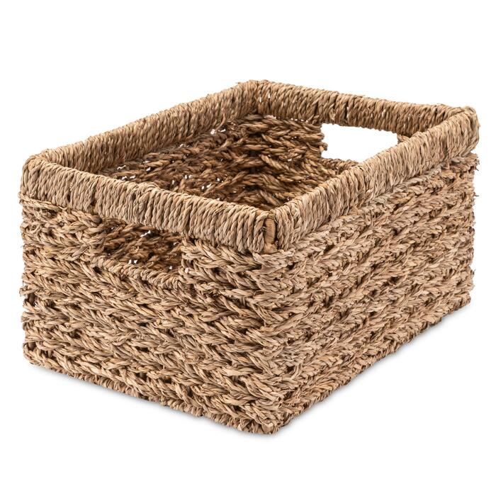 Кошик для зберігання Decorasian, полиця-кошик, плетений з морської трави - дуже стійкий - MM (36 см x 25 см x 19 см) Натуральний
