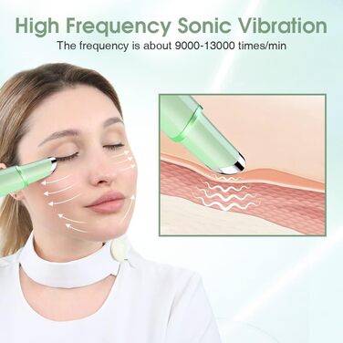 Масажер для очей TOUCHBeauty, ультразвуковий масажер для очей з функцією нагрівання 40 та червоним світлодіодним світловим терапевтичним пристроєм проти старіння проти зморшок, що перезаряджається AG-1980KG (зелений)