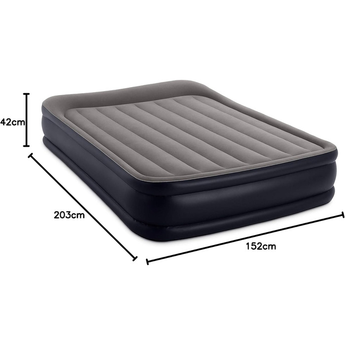 Ліжко з піднятою повітряною подушкою Intex Deluxe - Queen - 152 x 203 x 42 см - з вбудованим електричним насосом одномісне