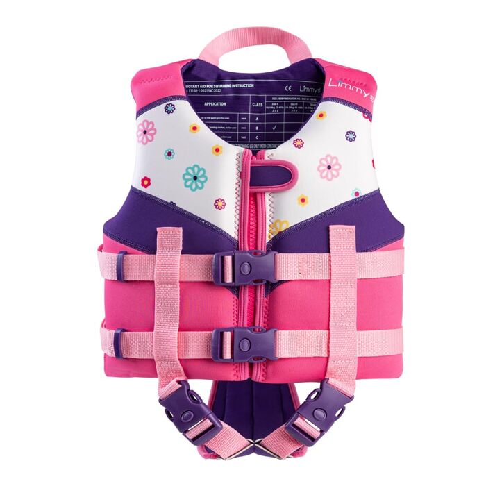 Плавальний жилет преміум-класу Limmys для дітей допоміжний жилет для плавання та безпеки для малюків, хлопчиків та дівчаток інноваційні функції безпеки, розмір S, ягідно-рожевий