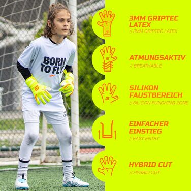 Воротарські рукавички GRIPMODE Venom Junior 2.0 для дітей - Воротарські рукавички з великою ловною поверхнею - Футбольні воротарські рукавички з 3-міліметровим латексом Griptec для додаткового зчеплення - Розмір 4-6