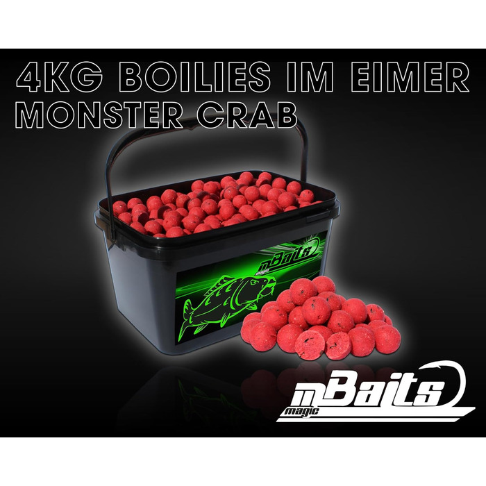 Бойли Angel-Berger Magic Baits у відрі 4 кг, всі види кормових бойлів, бойли для коропа, набір бойлів, приманка для коропа, Monster Crab