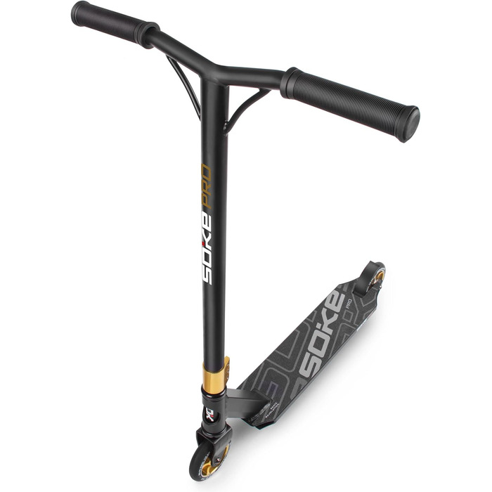 Трюковий самокат SOKE Stunt Scooter PRO з підшипниками ABEC 9 для дорослих та дітей, Freestyle Cityroller, чорно-золотий, навантаження до 100 кг