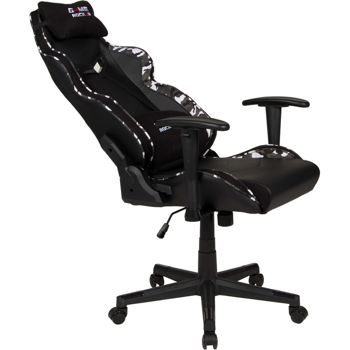 Ігрове крісло GAME ROCKER G-30 зі штучної шкіри, камуфляжно-сірого кольору, вантажопідйомність до 110 кг