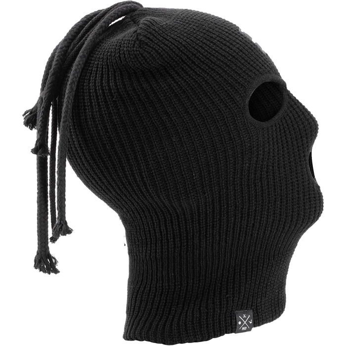 Балаклава Manufaktur13 Dread - лижна маска з 3 отворами та дредами, лижна маска різних кольорів, багатофункціональна маска, еластична/розтяжна, в&39язана, один розмір, чорна