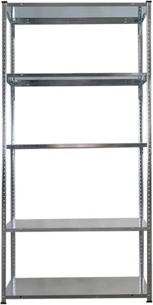 Безригельний стелаж PROREGAL Haldor з металевими полицями, 180 x 90 x 40 см (В x Ш x Г), 5 рівнів, вантажопідйомність полиць 100 кг, оцинкована сталь, металевий стелаж, кухонний стелаж, стелаж для підвалу, стелаж для гаража, стелаж для зберігання, 180 x 9