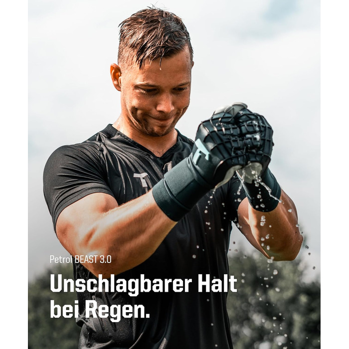 Воротарські рукавички T1TAN Beast без захисту пальців для дорослих, унісекс футбольні рукавички, професійна рукоятка 4 мм - різні розміри та кольори Petrol Beast 3.0 10