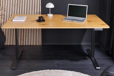 Стіл з регульованою висотою Дубовий стіл - 160 см - Натуральний - Дуб з чорними металевими ніжками Натуральний 160 см