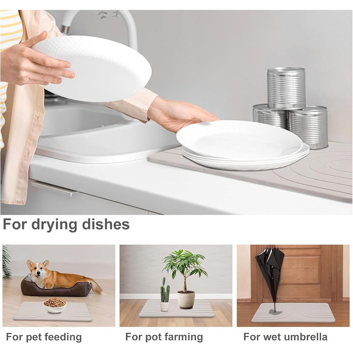 Килимок для ванної Feilifan з каменю діатомовий килимок, швидковисихаючий діатомовий килимок для душу, водопоглинаючі кам&39яні килимки для ванної кімнати та кухні, легко миється (59,7 x 38,1 x 1 см, білий)