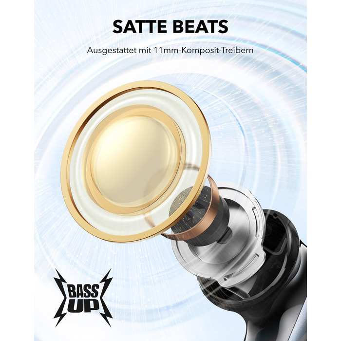 Від Anker, бездротові навушники з шумозаглушенням, адаптивним шумозаглушенням, BassUp, 60 годин відтворення, чохол 2-в-1 і підстав