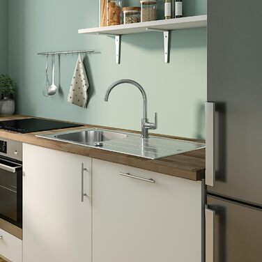 Кухонний змішувач GROHE Start Flow з високим виливом, поворот на 360, легкий монтаж без інструментів, хром, 31555001