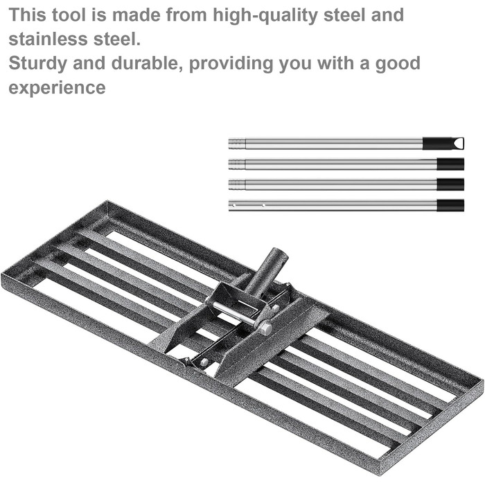 Гребінь для вирівнювання газону 76см 25см з ручкою 180см, садова рейка з нержавіючої сталі для газону, регульований інструмент для вирівнювання газону для гольф-полів, стадіонів та прибудинкових територій