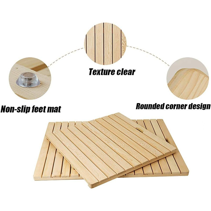 Натуральний килимок для ванної кімнати Дерев'яний килимок для ванної кімнати з масиву дерева Нековзний килимок для душу прямокутни