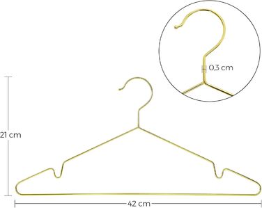 Металеві вішалки для одягу SONGMICS, 20 шт. , стильні хромовані, стійкі до іржі, компактні, довжина 42 см, золоті CRI044G01