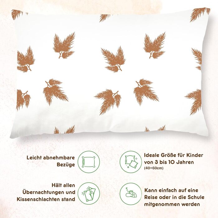 Дитяча подушка з бавовняною наволочкою - Подушка підходить для дітей віком від 3 до 10 років - Розмір 60x40 см - М'яка подушка Гіп