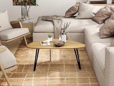 Сучасний овальний дерев&39яний журнальний столик Manora, невеликий столик для вітальні, столик-диван, компактний та стильний (світлий дуб)